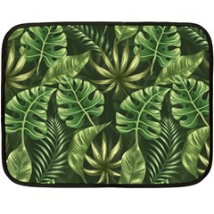 Green Tropical Leaves Double Sided Fleece Blanket (mini)  by goljakoff