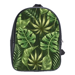 Green Tropical Leaves School Bag (large) by goljakoff