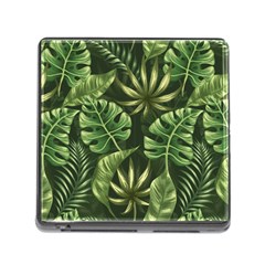 Green Tropical Leaves Memory Card Reader (square 5 Slot) by goljakoff