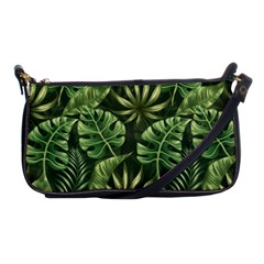 Green Tropical Leaves Shoulder Clutch Bag by goljakoff