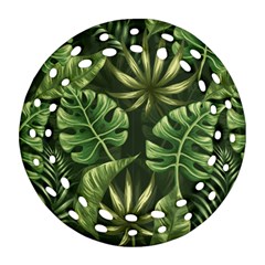 Green Tropical Leaves Ornament (round Filigree) by goljakoff