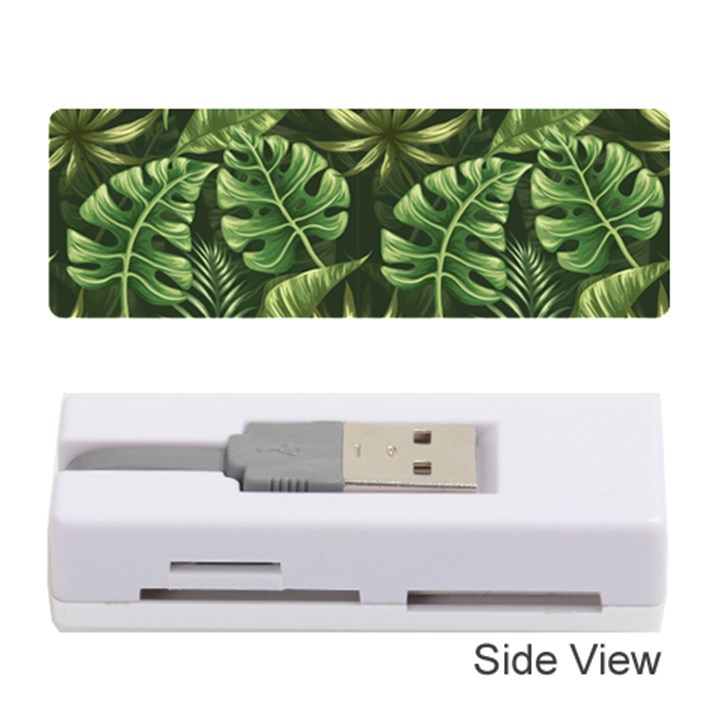 Green tropical leaves Memory Card Reader (Stick)