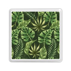 Green Tropical Leaves Memory Card Reader (square) by goljakoff