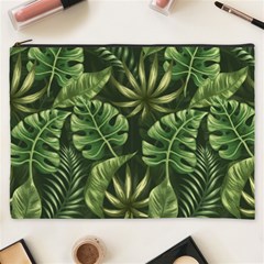 Green Tropical Leaves Cosmetic Bag (xxxl) by goljakoff