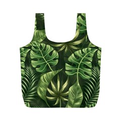 Green Tropical Leaves Full Print Recycle Bag (m) by goljakoff