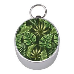 Green Tropical Leaves Mini Silver Compasses by goljakoff