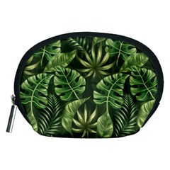 Green Tropical Leaves Accessory Pouch (medium) by goljakoff