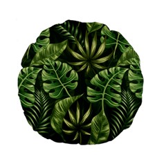 Green Tropical Leaves Standard 15  Premium Flano Round Cushions by goljakoff