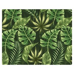 Green Tropical Leaves Double Sided Flano Blanket (medium)  by goljakoff