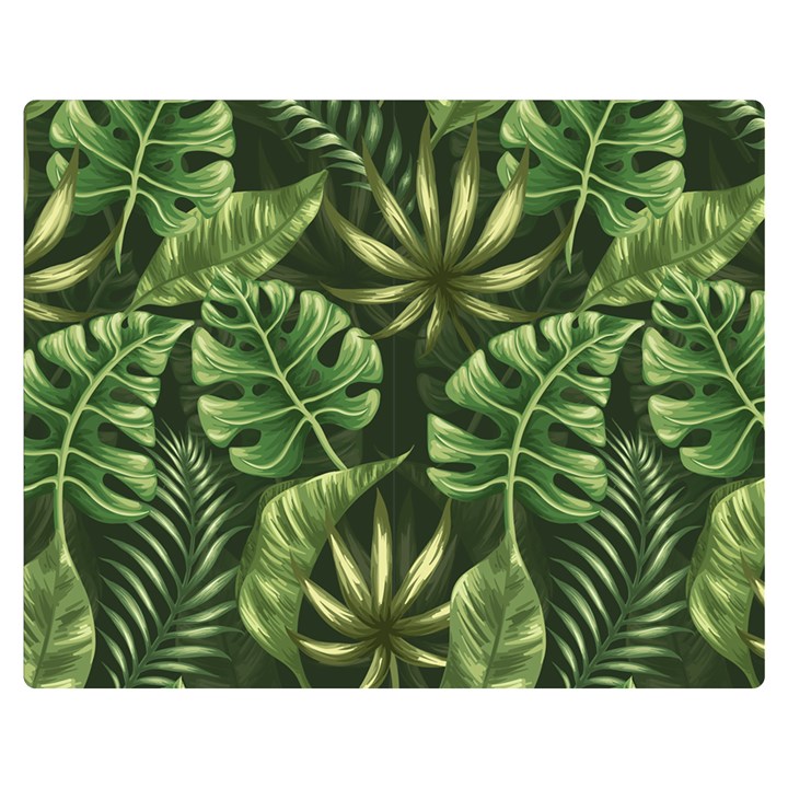 Green tropical leaves Double Sided Flano Blanket (Medium) 