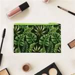 Green tropical leaves Cosmetic Bag (XS) Back