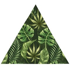 Green Tropical Leaves Wooden Puzzle Triangle by goljakoff