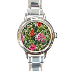 Tropic Flowers Round Italian Charm Watch by goljakoff