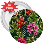 Tropic flowers 3  Buttons (10 pack)  Front