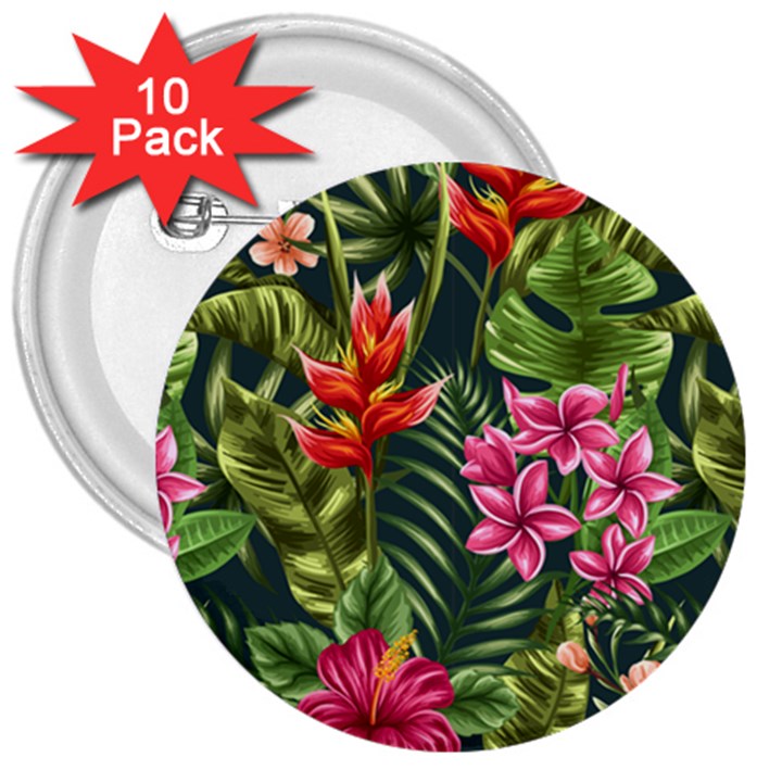 Tropic flowers 3  Buttons (10 pack) 