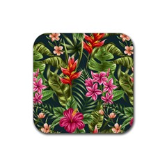 Tropic Flowers Rubber Coaster (square)  by goljakoff