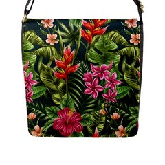 Tropic Flowers Flap Closure Messenger Bag (l) by goljakoff