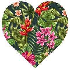 Tropic Flowers Wooden Puzzle Heart by goljakoff