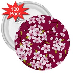 Cherry Blossom 3  Buttons (100 Pack)  by goljakoff