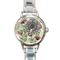 Mandala Flower Round Italian Charm Watch by goljakoff