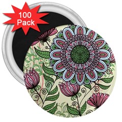 Mandala Flower 3  Magnets (100 Pack) by goljakoff