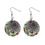 Mandala flower Mini Button Earrings Front