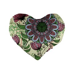 Mandala Flower Standard 16  Premium Heart Shape Cushions by goljakoff