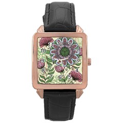 Mandala Flower Rose Gold Leather Watch  by goljakoff