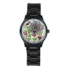 Mandala Flower Stainless Steel Round Watch by goljakoff