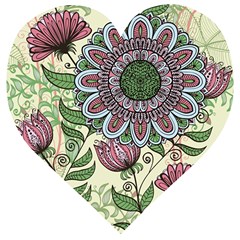 Mandala Flower Wooden Puzzle Heart by goljakoff