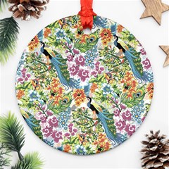 Flowers And Peacock Ornament (round) by goljakoff