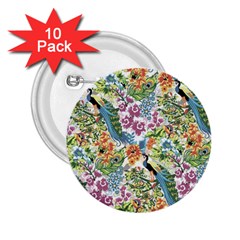 Flowers And Peacock 2 25  Buttons (10 Pack)  by goljakoff