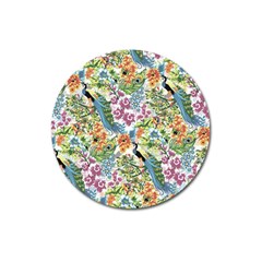 Flowers And Peacock Magnet 3  (round) by goljakoff