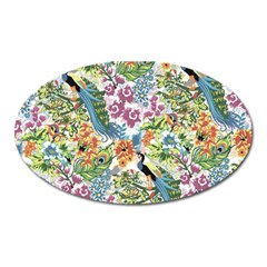 Flowers And Peacock Oval Magnet by goljakoff