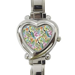 Flowers And Peacock Heart Italian Charm Watch by goljakoff