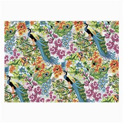 Flowers And Peacock Large Glasses Cloth (2 Sides) by goljakoff