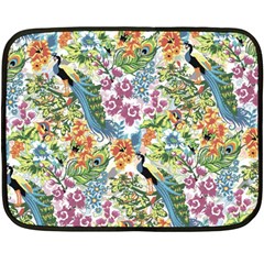 Flowers And Peacock Fleece Blanket (mini)