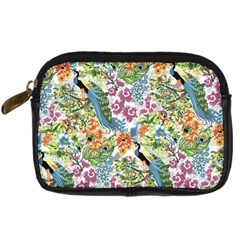 Flowers And Peacock Digital Camera Leather Case by goljakoff