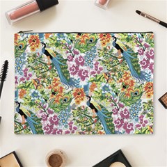 Flowers And Peacock Cosmetic Bag (xl) by goljakoff