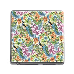 Flowers And Peacock Memory Card Reader (square 5 Slot) by goljakoff