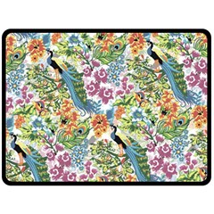 Flowers And Peacock Fleece Blanket (large)  by goljakoff