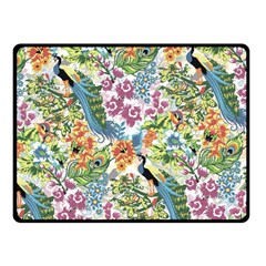 Flowers And Peacock Fleece Blanket (small) by goljakoff