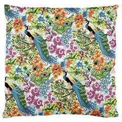 Flowers And Peacock Large Cushion Case (one Side) by goljakoff