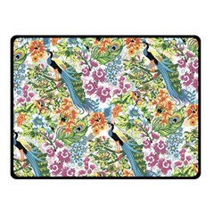 Flowers And Peacock Double Sided Fleece Blanket (small)  by goljakoff