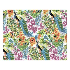 Flowers And Peacock Double Sided Flano Blanket (large)  by goljakoff