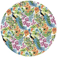 Flowers And Peacock Wooden Puzzle Round by goljakoff