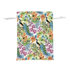 Flowers And Peacock Lightweight Drawstring Pouch (l) by goljakoff