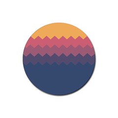 Flat Autumn Zigzag Palette Rubber Coaster (round)  by goljakoff