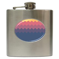 Flat Autumn Zigzag Palette Hip Flask (6 Oz) by goljakoff