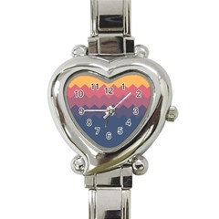 Flat Autumn Zigzag Palette Heart Italian Charm Watch by goljakoff